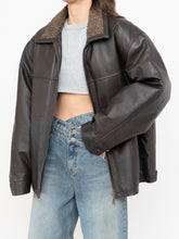 Load image into Gallery viewer, Vintage x Made in Winnipeg x Brown Leather Fleece-Collared Jacket (S-L)