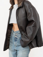 Load image into Gallery viewer, Vintage x Made in Winnipeg x Brown Leather Fleece-Collared Jacket (S-L)