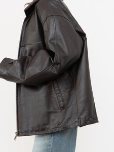 Vintage x Made in Winnipeg x Brown Leather Fleece-Collared Jacket (S-L)