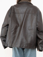 Load image into Gallery viewer, Vintage x Made in Winnipeg x Brown Leather Fleece-Collared Jacket (S-L)