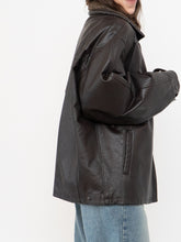 Load image into Gallery viewer, Vintage x Made in Winnipeg x Brown Leather Fleece-Collared Jacket (S-L)