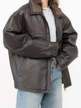 Load image into Gallery viewer, Vintage x Made in Winnipeg x Brown Leather Fleece-Collared Jacket (S-L)