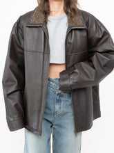 Load image into Gallery viewer, Vintage x Made in Winnipeg x Brown Leather Fleece-Collared Jacket (S-L)