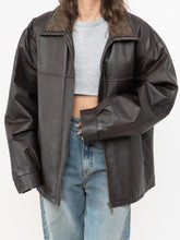 Load image into Gallery viewer, Vintage x Made in Winnipeg x Brown Leather Fleece-Collared Jacket (S-L)