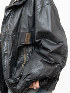 Vintage x Made in Korea x Black, Brown Leather Bomber (S-L)