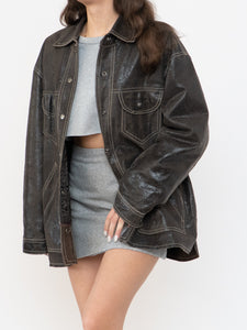 Vintage x DANIER x Deep Brown Crackled Leather Jacket (XS-L)