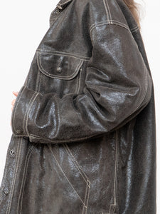 Vintage x DANIER x Deep Brown Crackled Leather Jacket (XS-L)