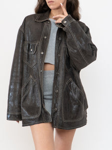 Vintage x DANIER x Deep Brown Crackled Leather Jacket (XS-L)