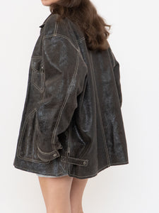 Vintage x DANIER x Deep Brown Crackled Leather Jacket (XS-L)