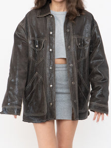 Vintage x DANIER x Deep Brown Crackled Leather Jacket (XS-L)