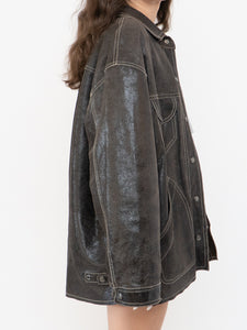 Vintage x DANIER x Deep Brown Crackled Leather Jacket (XS-L)