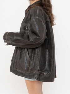 Vintage x DANIER x Deep Brown Crackled Leather Jacket (XS-L)