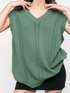 Vintage x Made in Italy x Green Cotton Knit Vest (S-L)