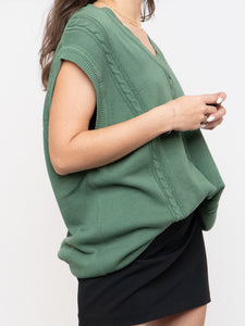 Vintage x Made in Italy x Green Cotton Knit Vest (S-L)