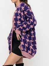 Load image into Gallery viewer, Vintage x Hand-knit Purple &amp; Pink Houndstooth Cardigan (XS-L)