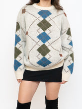 Load image into Gallery viewer, Vintage x Wool-Blend Knit Argyle Sweater (XS-L)