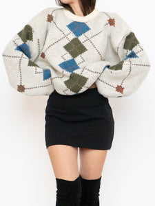 Vintage x Wool-Blend Knit Argyle Sweater (XS-L)