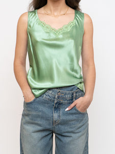 Vintage x Light Green Pure Silk Top (S, M)