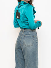 Load image into Gallery viewer, DEADSTOCK x HUANG SHU CHI x Teal Silk-feel Top (S, M)