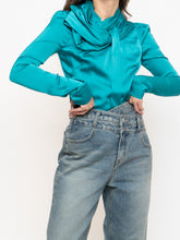 Load image into Gallery viewer, DEADSTOCK x HUANG SHU CHI x Teal Silk-feel Top (S, M)