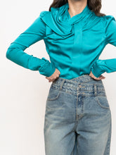 Load image into Gallery viewer, DEADSTOCK x HUANG SHU CHI x Teal Silk-feel Top (S, M)