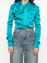 Load image into Gallery viewer, DEADSTOCK x HUANG SHU CHI x Teal Silk-feel Top (S, M)