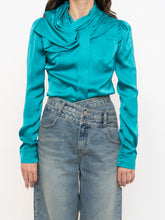 Load image into Gallery viewer, DEADSTOCK x HUANG SHU CHI x Teal Silk-feel Top (S, M)