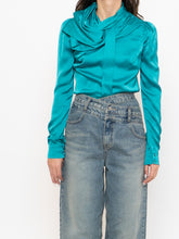 Load image into Gallery viewer, DEADSTOCK x HUANG SHU CHI x Teal Silk-feel Top (S, M)