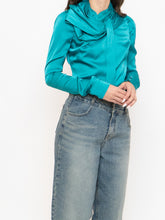 Load image into Gallery viewer, DEADSTOCK x HUANG SHU CHI x Teal Silk-feel Top (S, M)