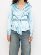 Load image into Gallery viewer, Vintage x Baby Blue Silk Button-up (XS, S)