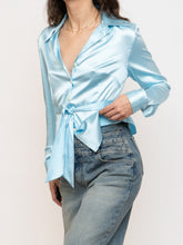Load image into Gallery viewer, Vintage x Baby Blue Silk Button-up (XS, S)