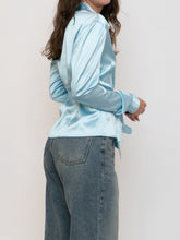 Load image into Gallery viewer, Vintage x Baby Blue Silk Button-up (XS, S)