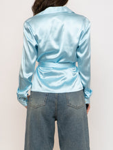 Load image into Gallery viewer, Vintage x Baby Blue Silk Button-up (XS, S)