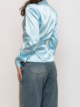 Load image into Gallery viewer, Vintage x Baby Blue Silk Button-up (XS, S)