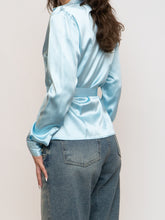 Load image into Gallery viewer, Vintage x Baby Blue Silk Button-up (XS, S)