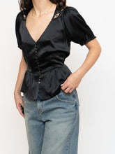 Load image into Gallery viewer, REBECCA TAYLOR x Black Silk Short Sleeve (S, M)