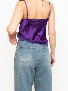 Vintage x Purple Silk-Feel Sequin Tank (XS, S)