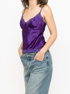 Vintage x Purple Silk-Feel Sequin Tank (XS, S)