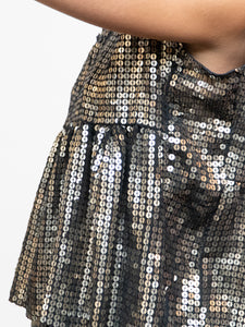 Vintage x Black, Grey Silk Sequin Cropped Tank (M, L)