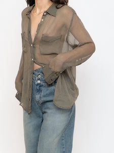 EQUIPMENT FEMME x Sheer Houndstooth Blouse (S, M)