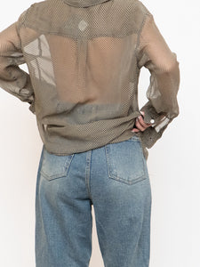 EQUIPMENT FEMME x Sheer Houndstooth Blouse (S, M)