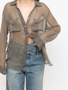 EQUIPMENT FEMME x Sheer Houndstooth Blouse (S, M)