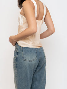 Vintage x Nude, Pink Two-Tone Silk Tank (S, M)