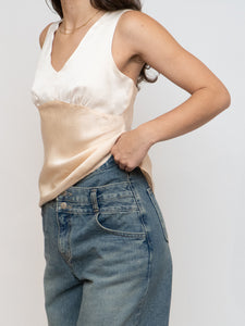 Vintage x Nude, Pink Two-Tone Silk Tank (S, M)