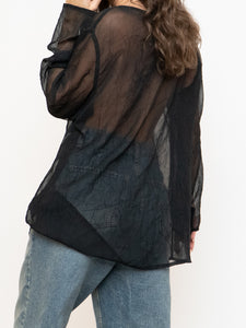 Vintage x Black Sheer Crinkle Blouse (XS-XL)
