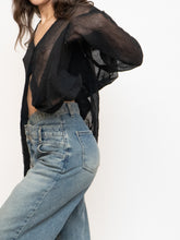 Load image into Gallery viewer, Vintage x Black Sheer Crinkle Blouse (XS-XL)