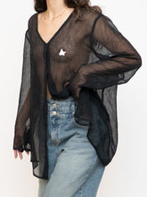 Load image into Gallery viewer, Vintage x Black Sheer Crinkle Blouse (XS-XL)