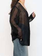 Load image into Gallery viewer, Vintage x Black Sheer Crinkle Blouse (XS-XL)