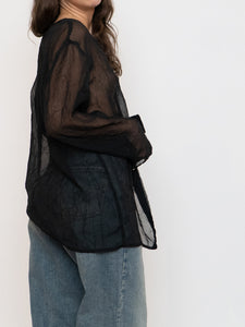 Vintage x Black Sheer Crinkle Blouse (XS-XL)
