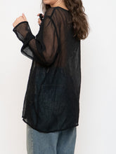 Load image into Gallery viewer, Vintage x Black Sheer Crinkle Blouse (XS-XL)